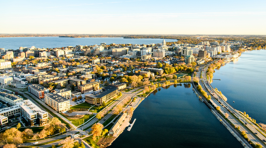 aerial view of downtown Madison