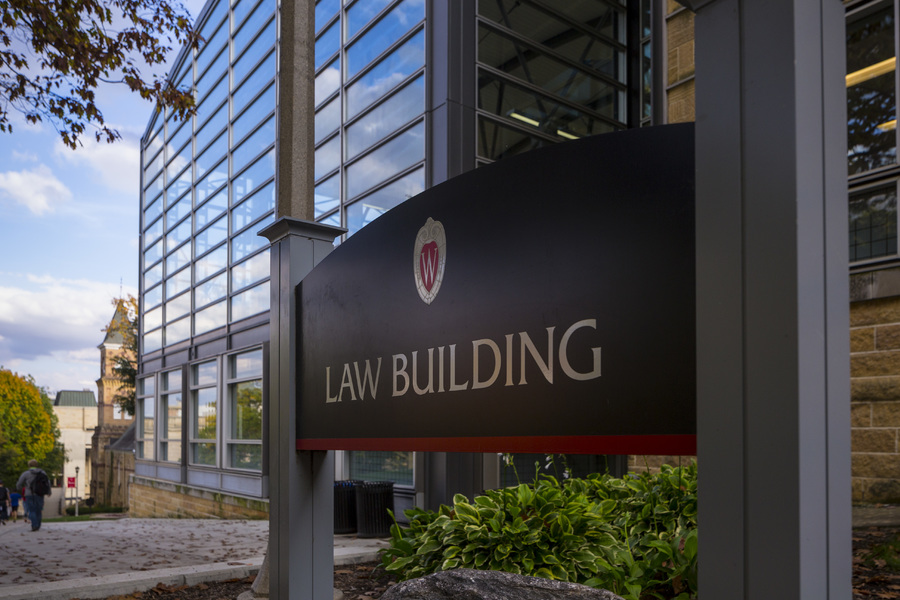 law school building sign outside of the law school